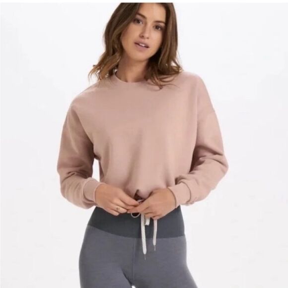 VUORI Restore Crew Sweatshirt in Dogwood Pink size Large EUC Light Cozy Soft Tie - Picture 1 of 9